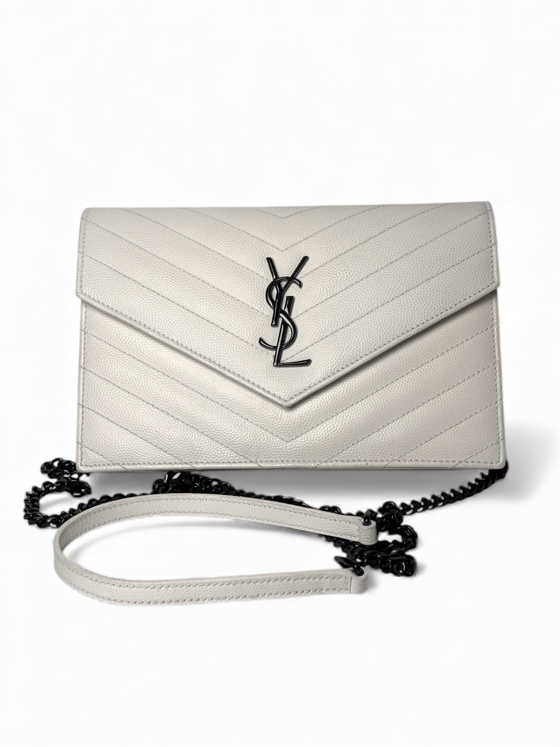 Saint Laurent White Wallet on Chain