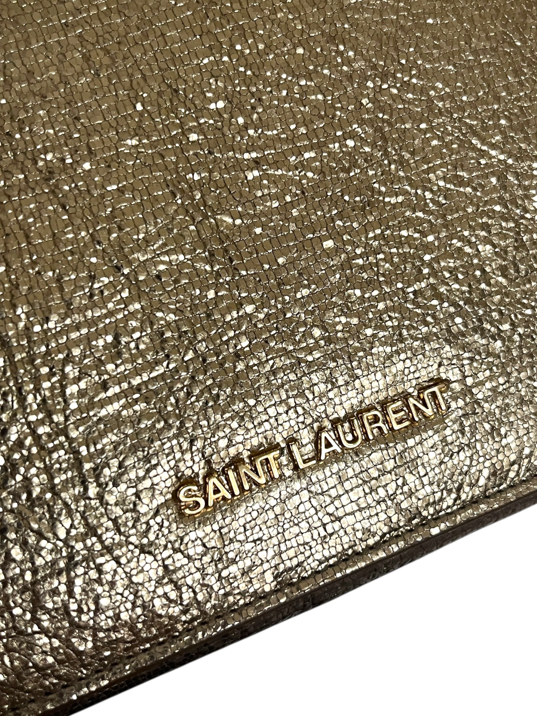 Saint Laurent Metallic Gold Wallet on Chain