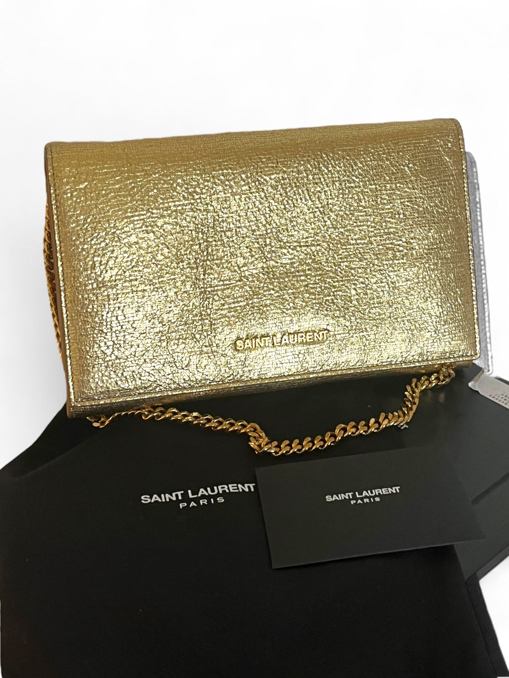 Saint Laurent Metallic Gold Wallet on Chain