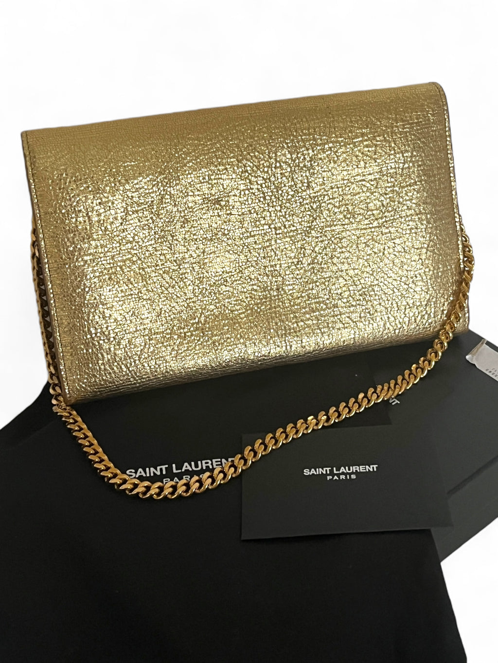 Saint Laurent Metallic Gold Wallet on Chain