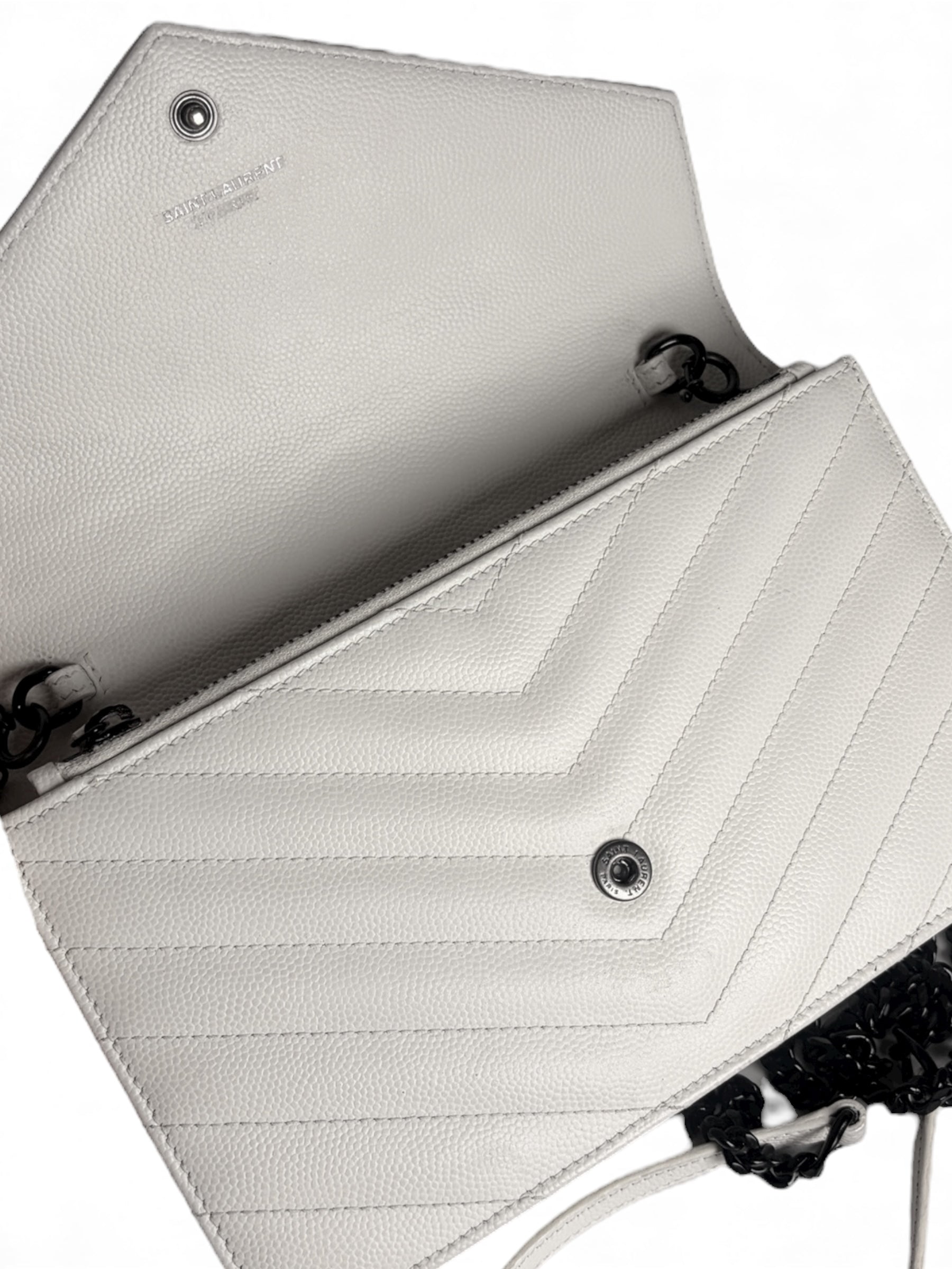 Saint Laurent White Wallet on Chain