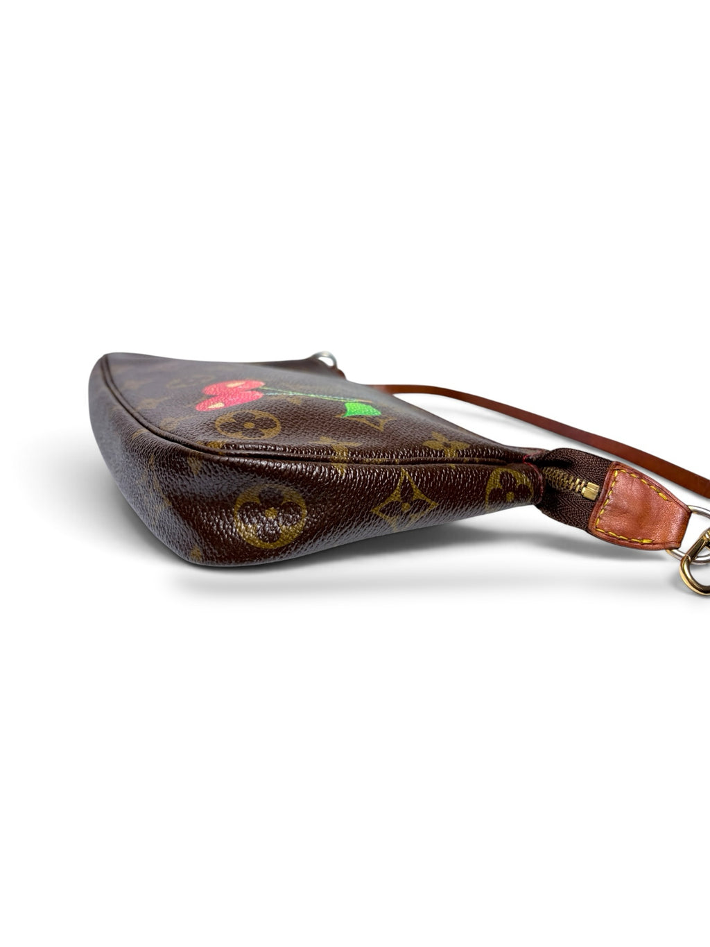 Thrift Mint pre-loved Louis Vuitton Monogram Pochette Accessoires with cherry motif and gold-tone hardware
